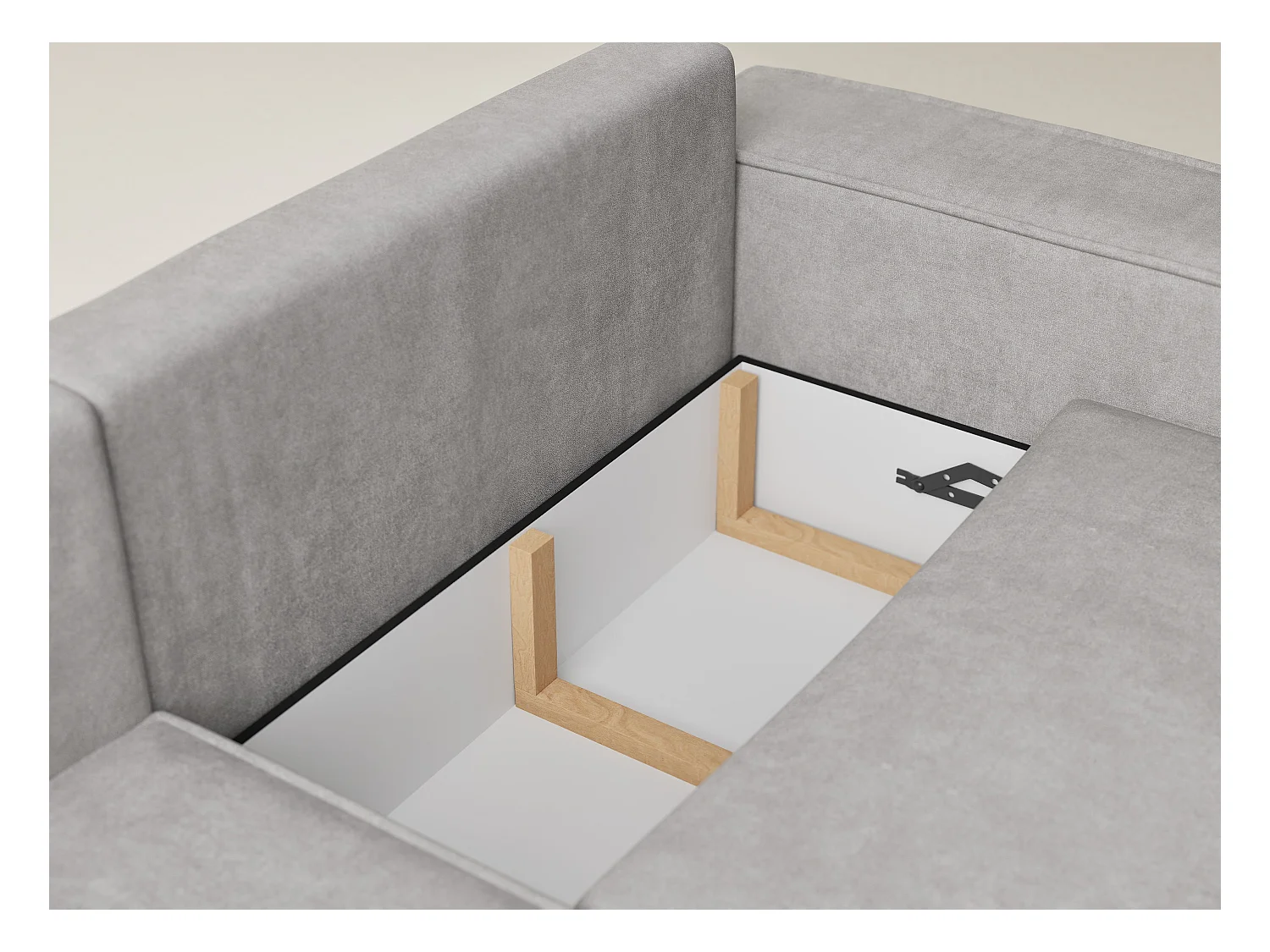 Canapé d'angle gauche avec fonction lit en tissu chenille beige gris TONGA