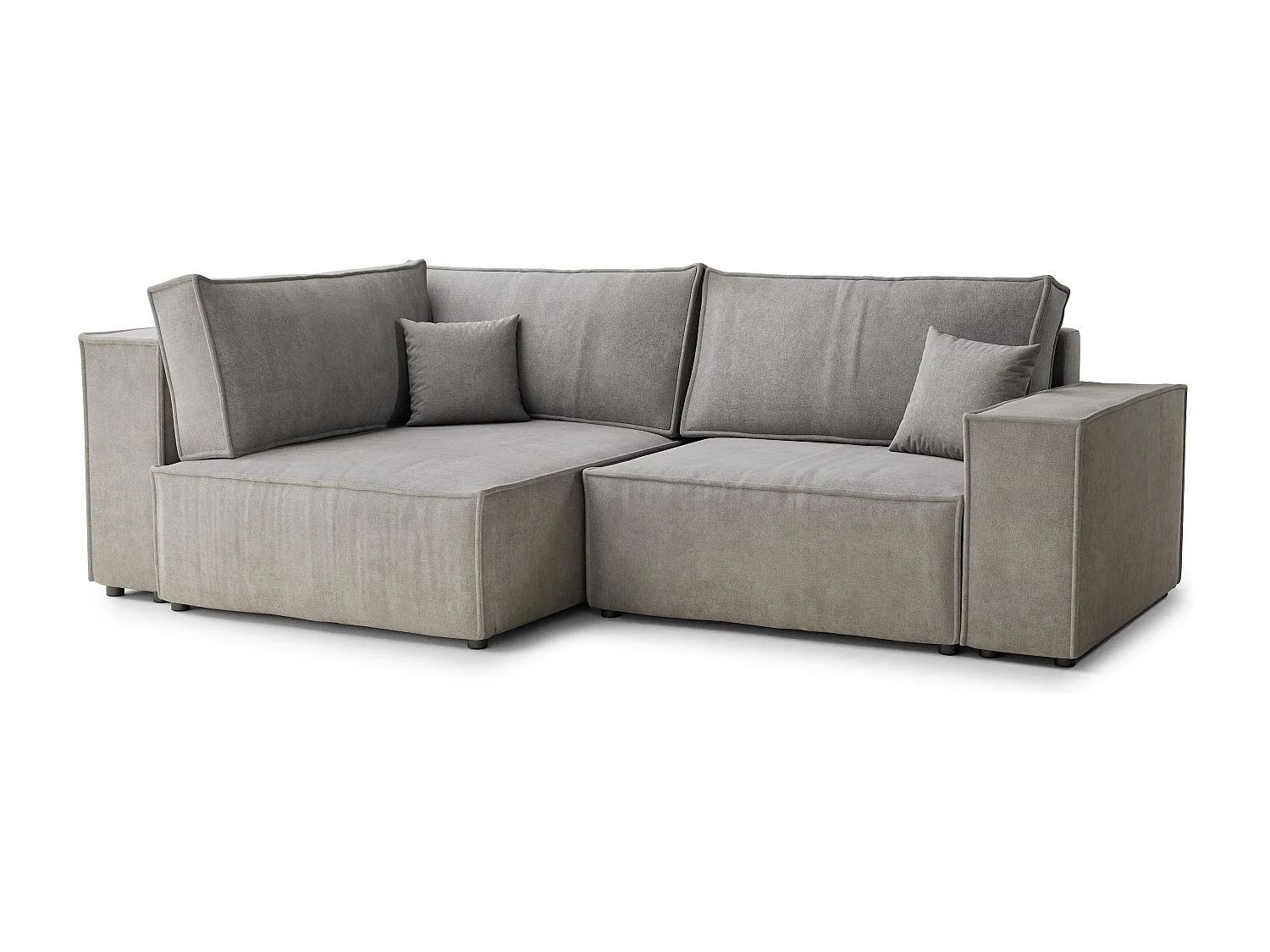 Canapé d'angle gauche avec fonction lit en tissu chenille beige gris TONGA