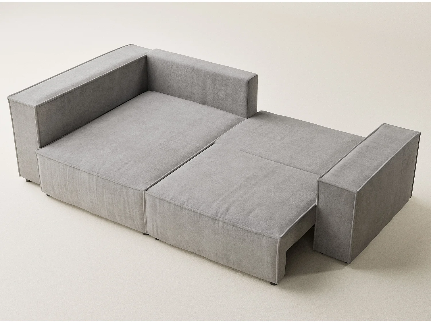 Canapé d'angle gauche avec fonction lit en tissu chenille beige gris TONGA