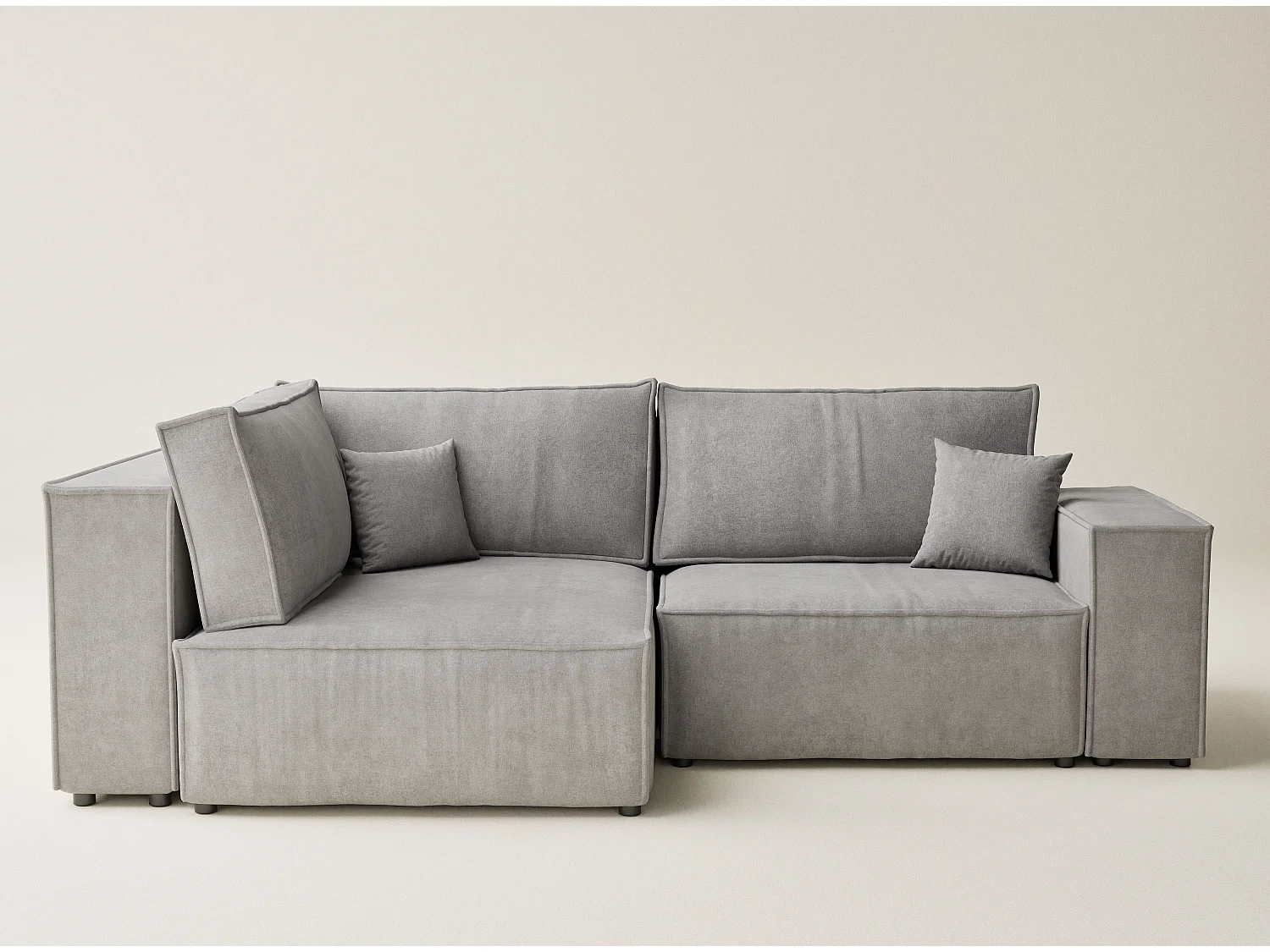 Canapé d'angle gauche avec fonction lit en tissu chenille beige gris TONGA