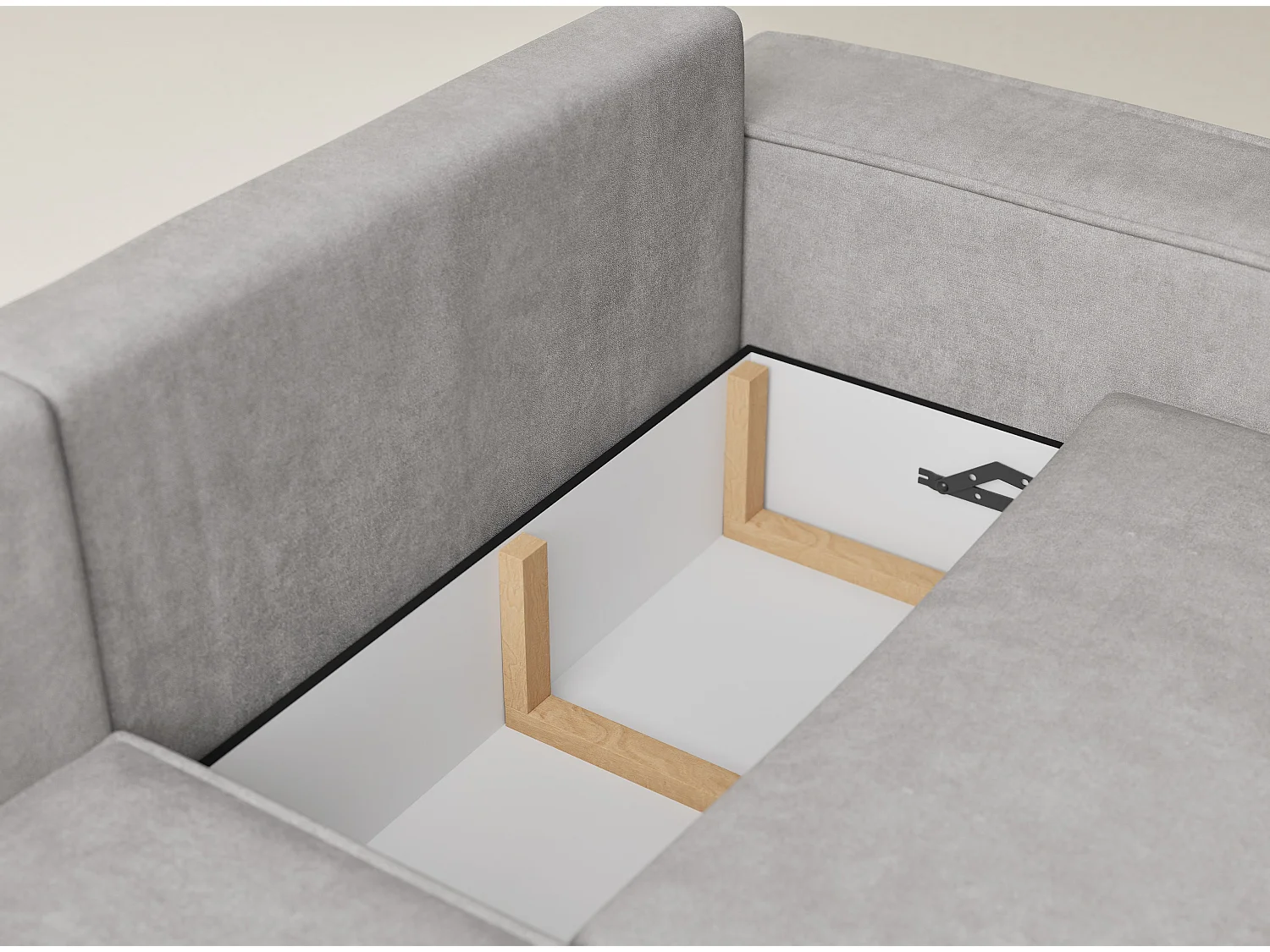 Canapé d'angle gauche avec fonction lit en tissu chenille beige gris TONGA