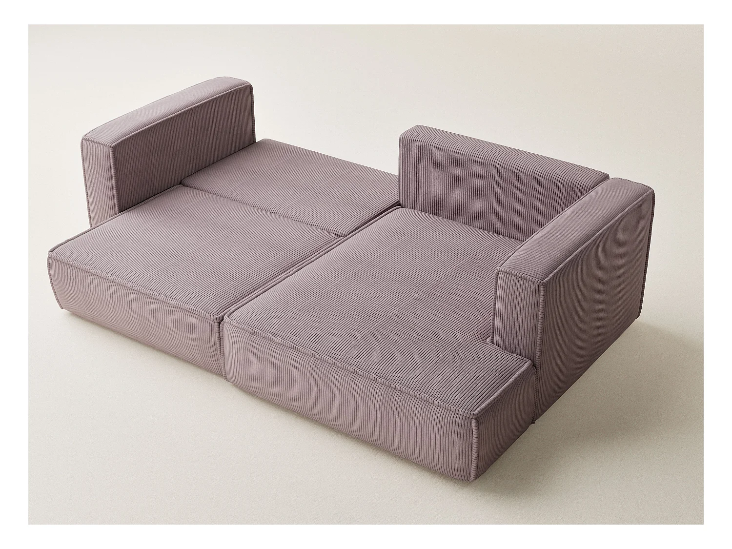 Canapé d'angle droit avec fonction lit en velours violet VELTO