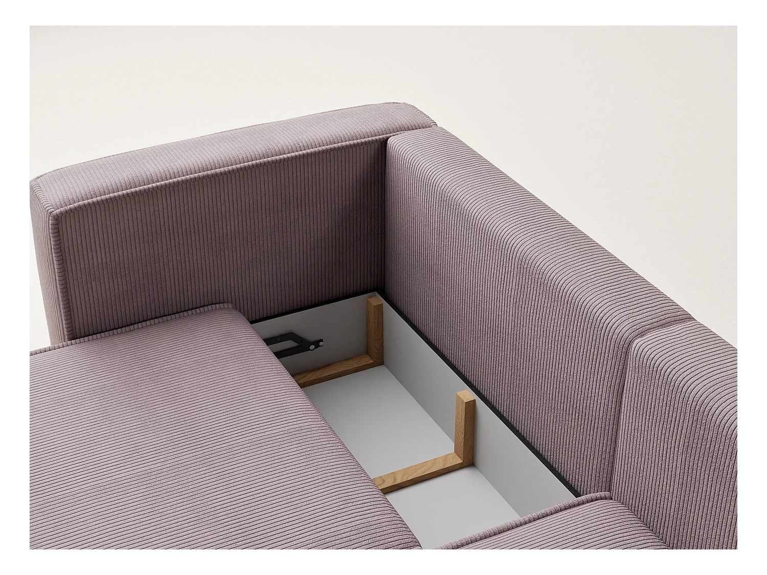 Canapé d'angle droit avec fonction lit en velours violet VELTO