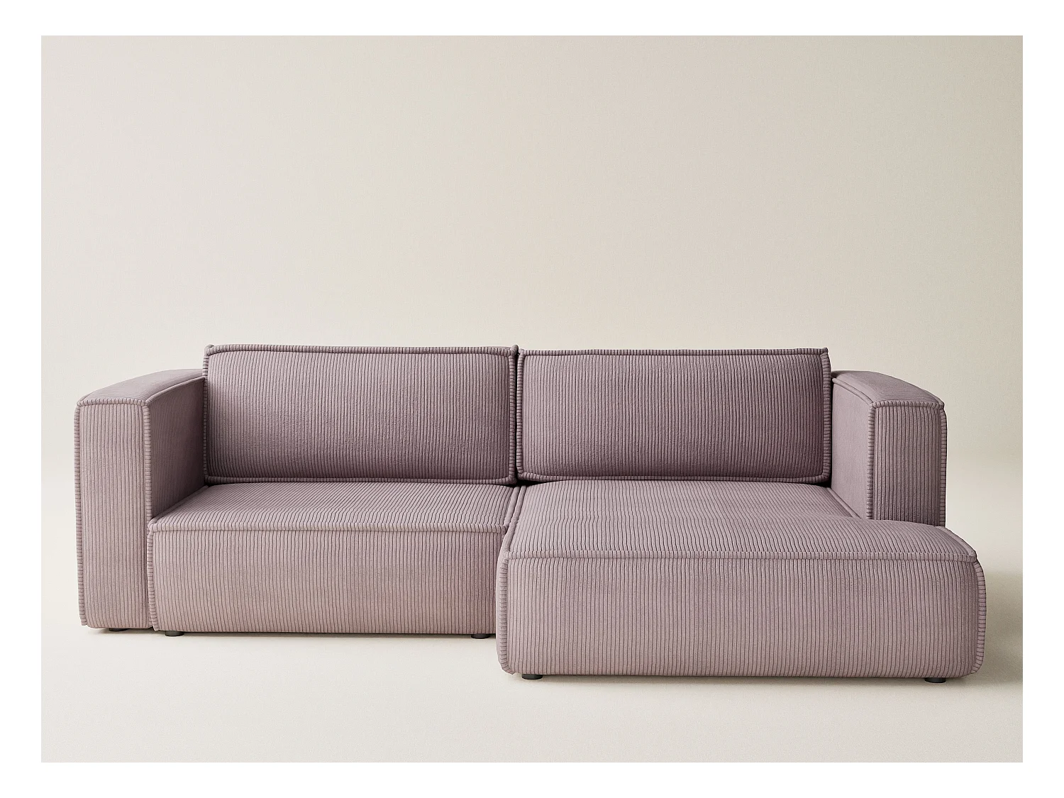 Canapé d'angle droit avec fonction lit en velours violet VELTO