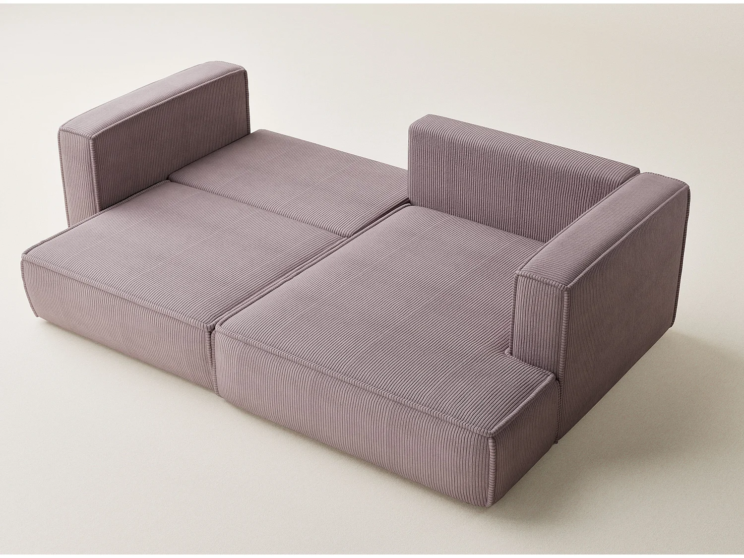 Canapé d'angle droit avec fonction lit en velours violet VELTO