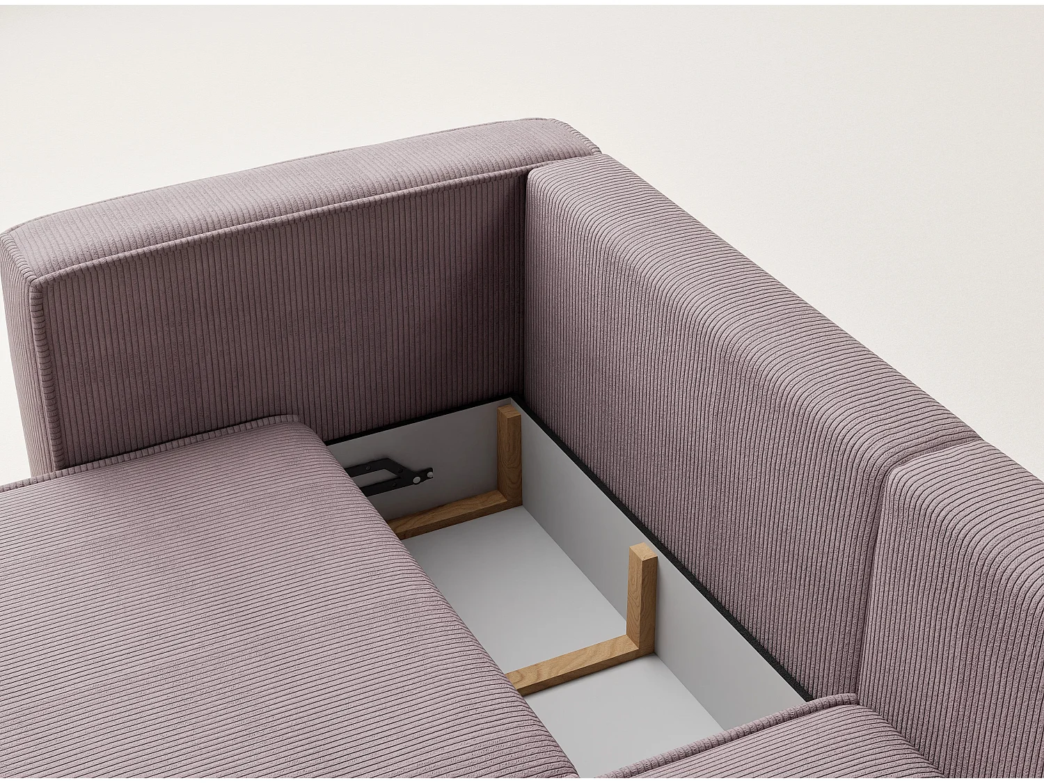 Canapé d'angle droit avec fonction lit en velours violet VELTO