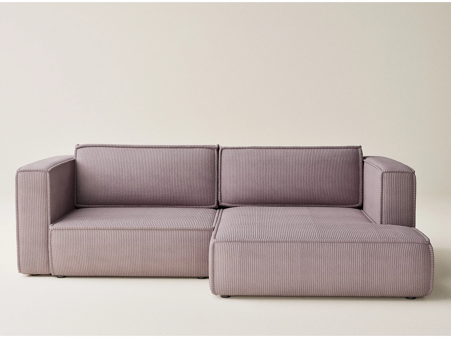 Canapé d'angle droit avec fonction lit en velours violet VELTO