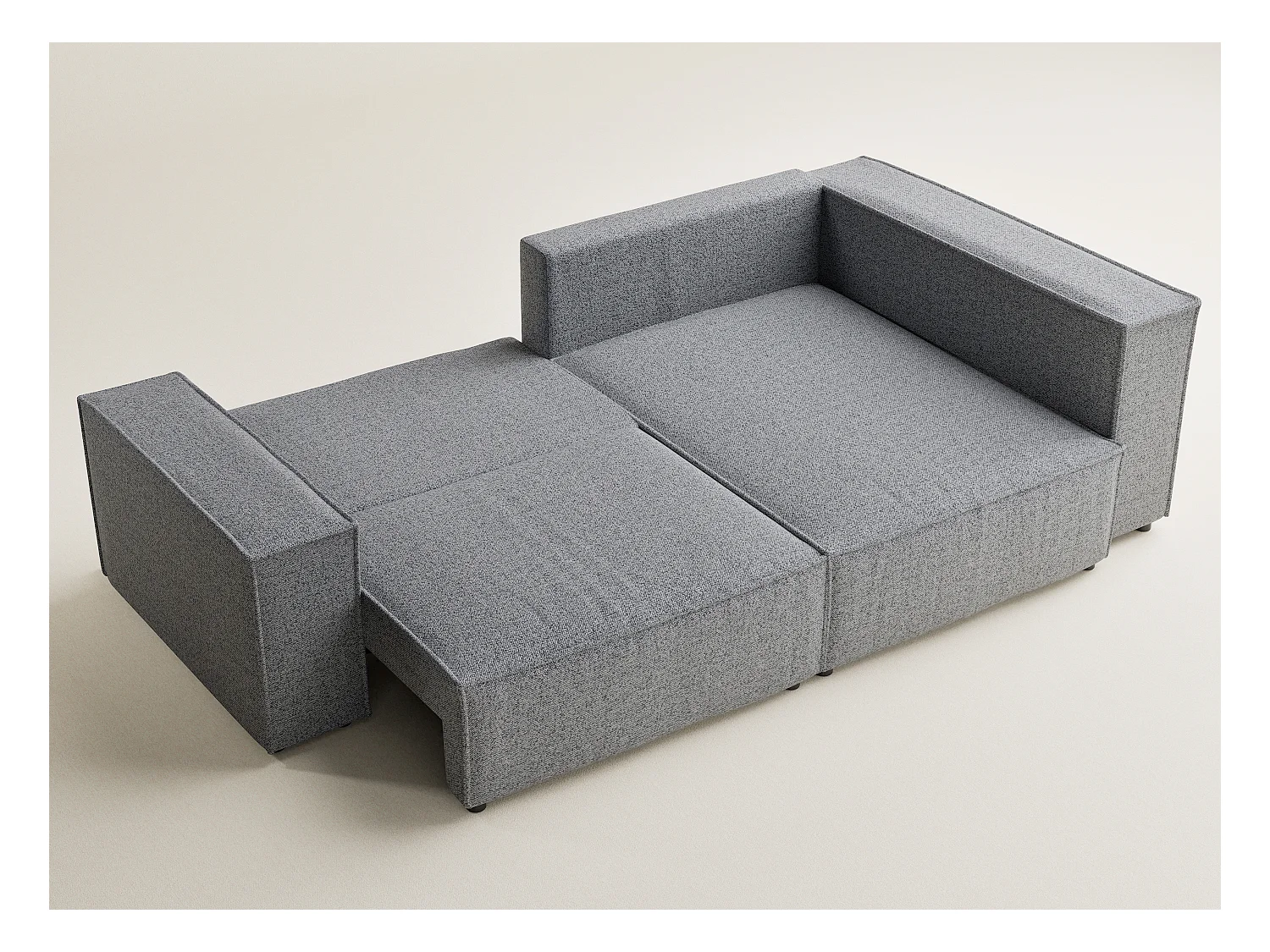 Canapé d'angle droit avec fonction lit en tissu tressé gris TONGA