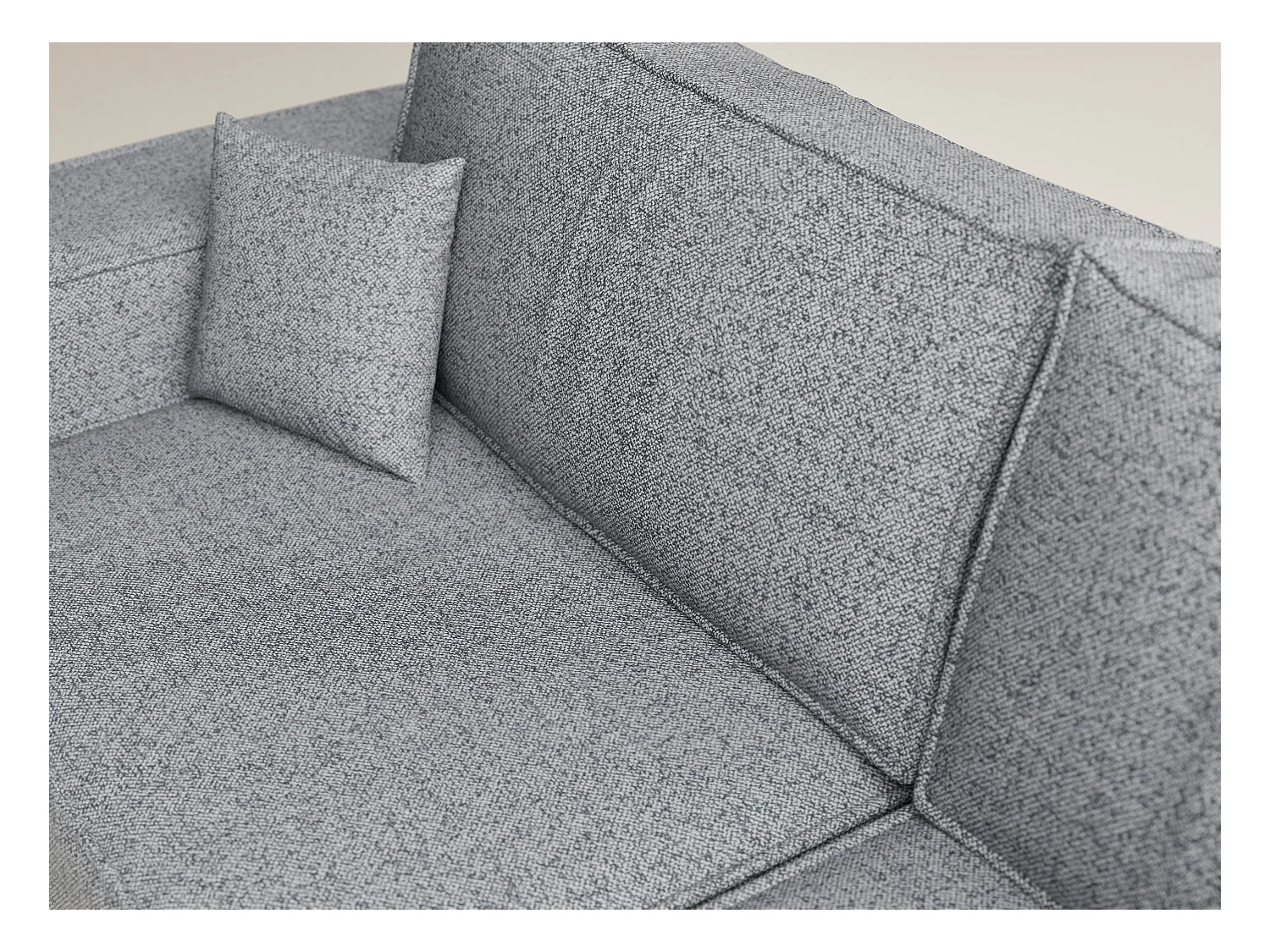 Canapé d'angle droit avec fonction lit en tissu tressé gris TONGA