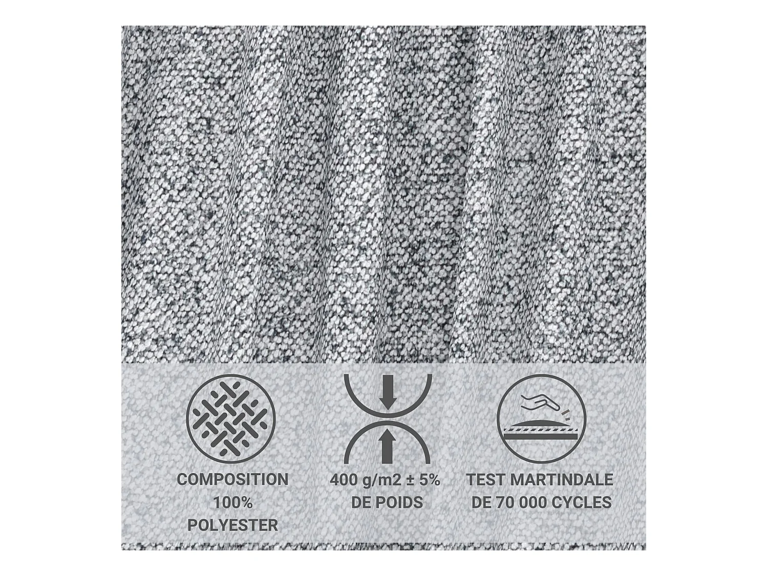 Canapé d'angle droit avec fonction lit en tissu tressé gris TONGA