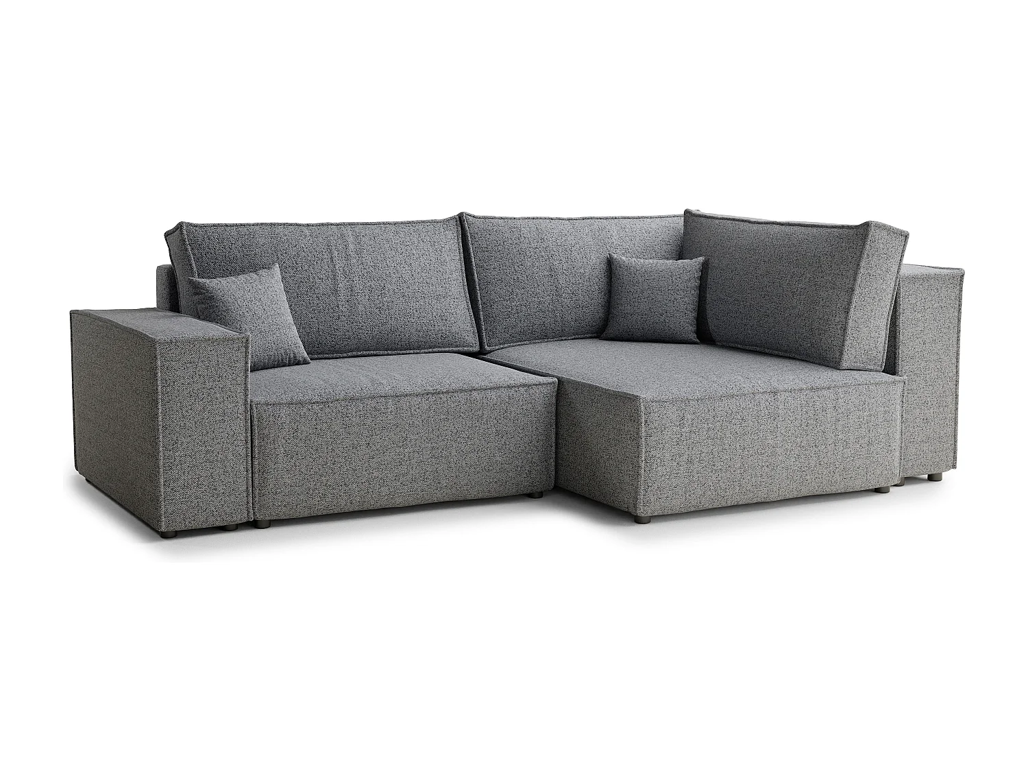 Canapé d'angle droit avec fonction lit en tissu tressé gris TONGA