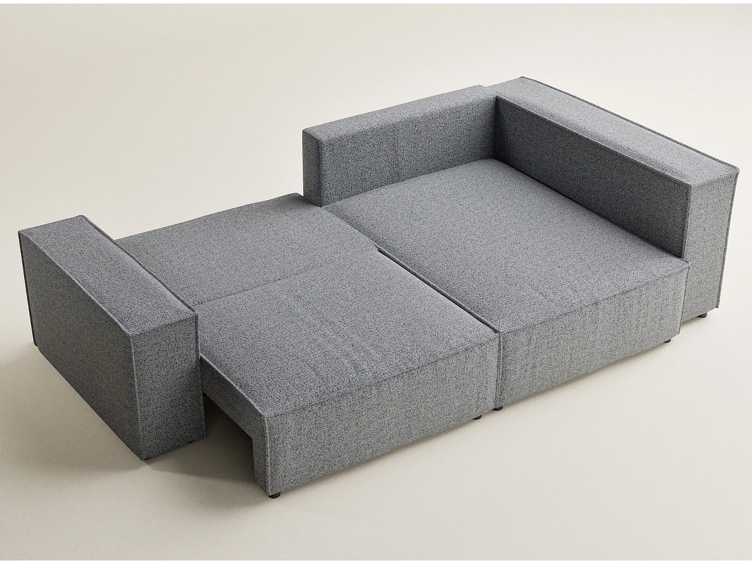 Canapé d'angle droit avec fonction lit en tissu tressé gris TONGA