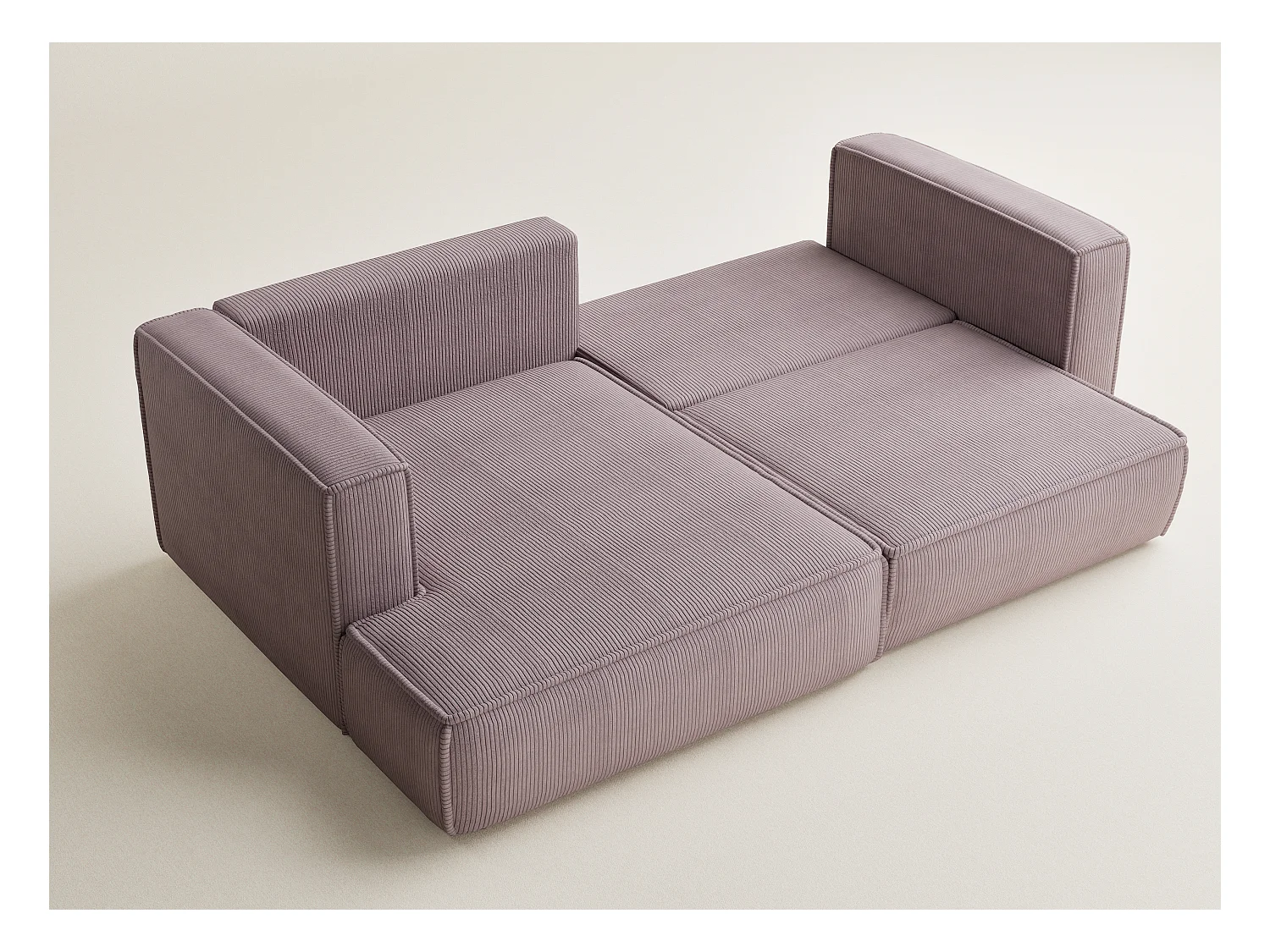 Canapé d'angle gauche avec fonction lit en velours violet VELTO