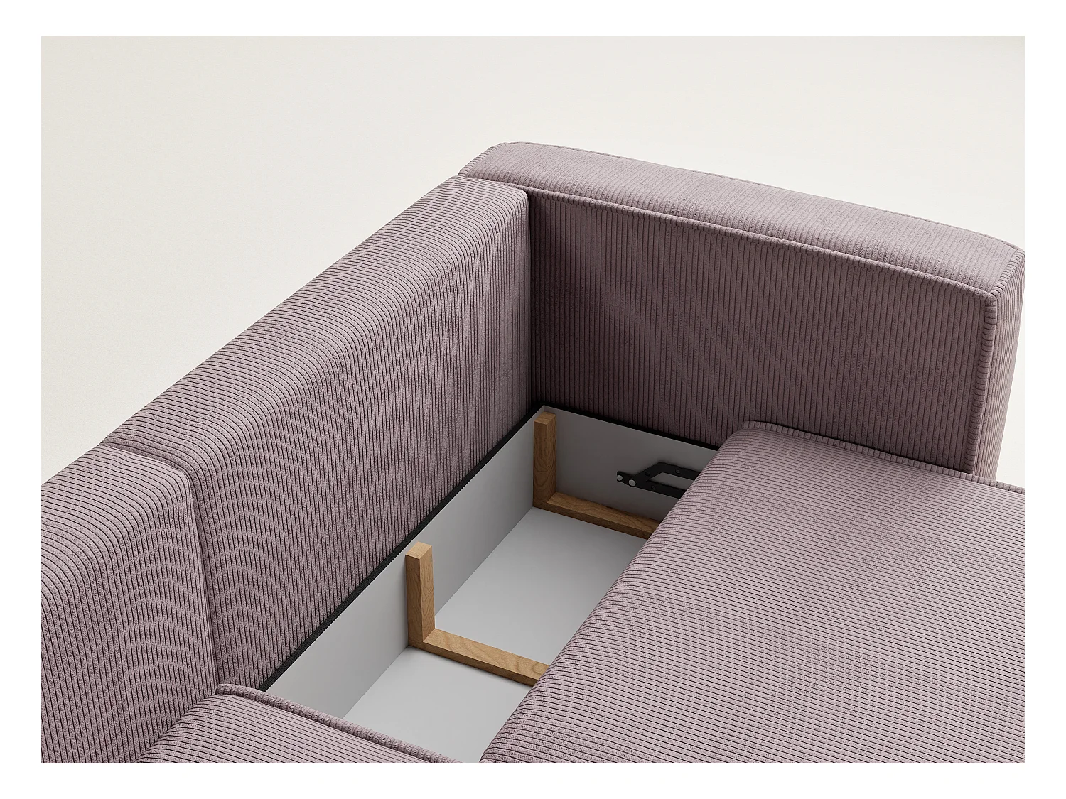 Canapé d'angle gauche avec fonction lit en velours violet VELTO