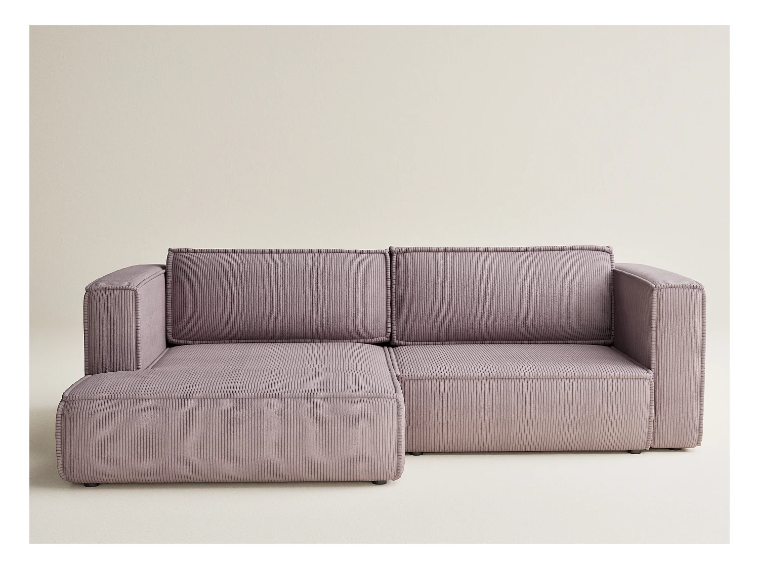 Canapé d'angle gauche avec fonction lit en velours violet VELTO