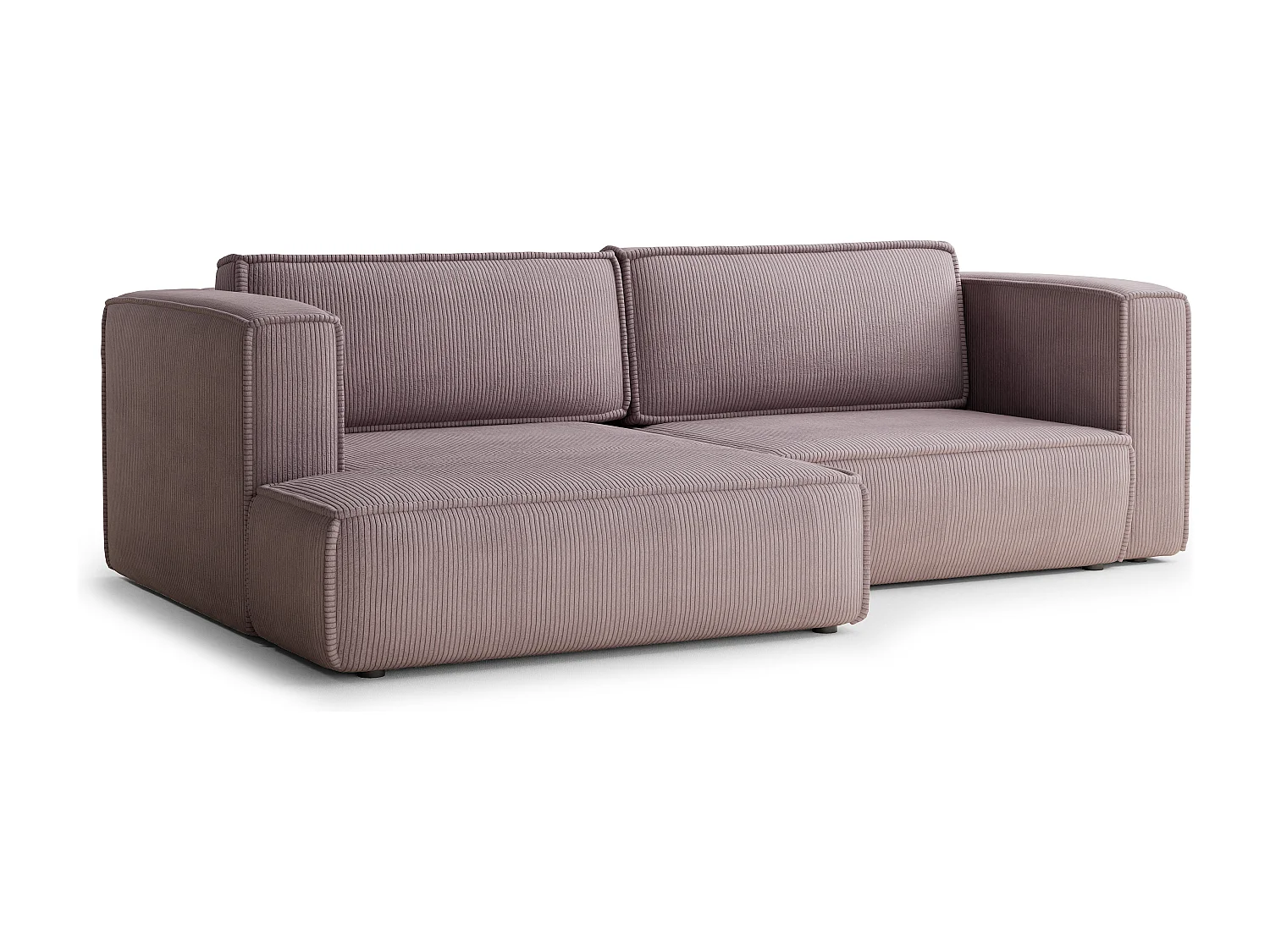 Canapé d'angle gauche avec fonction lit en velours violet VELTO