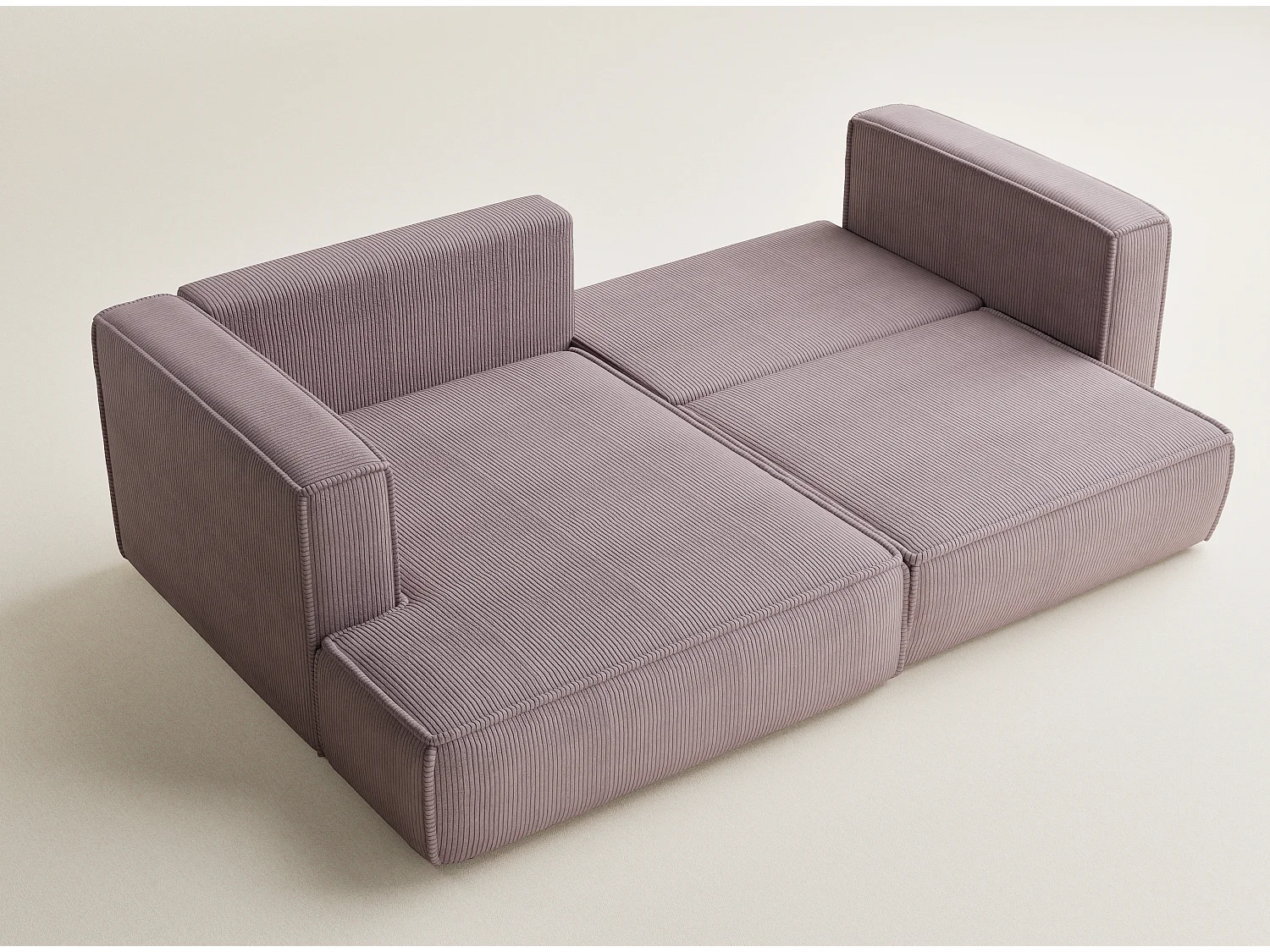 Canapé d'angle gauche avec fonction lit en velours violet VELTO