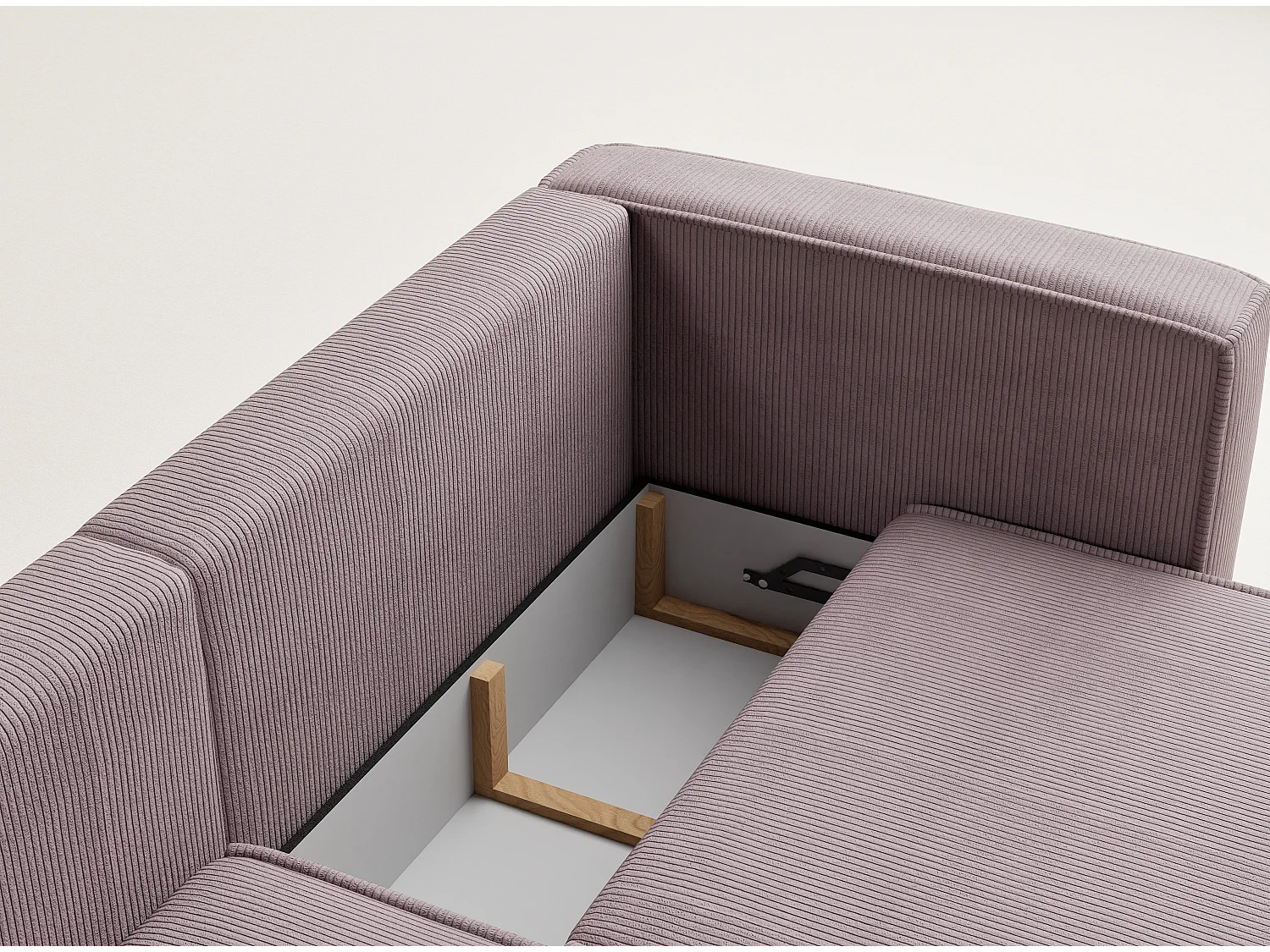 Canapé d'angle gauche avec fonction lit en velours violet VELTO