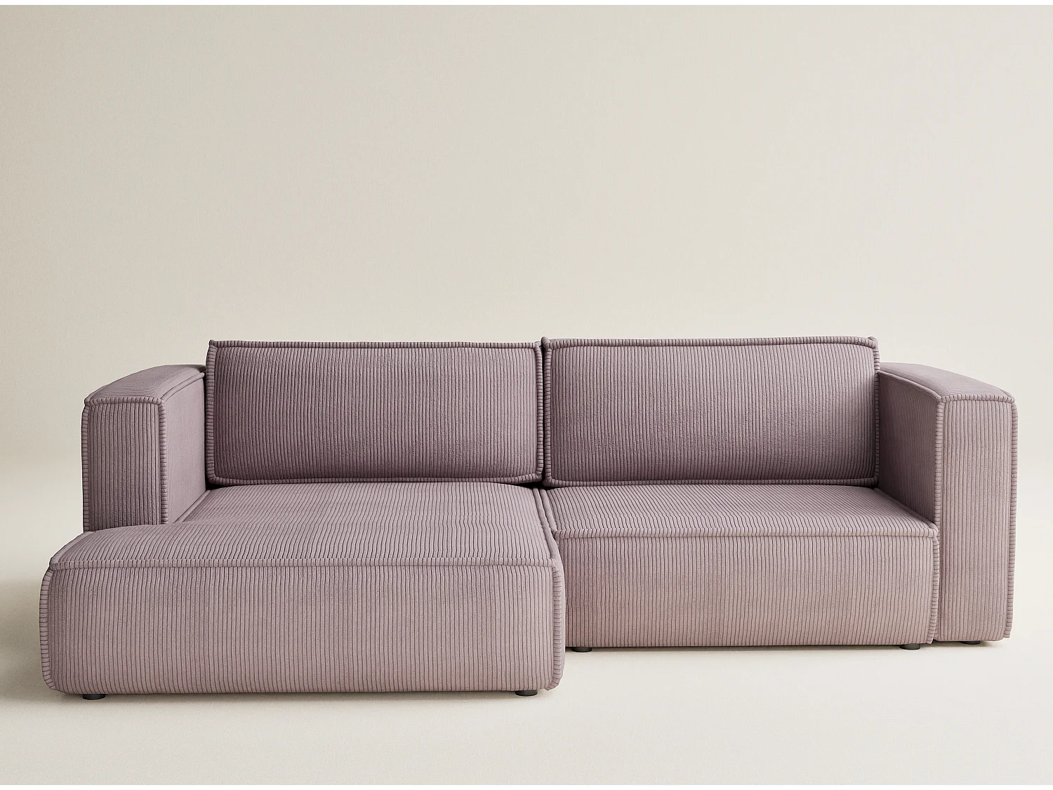 Canapé d'angle gauche avec fonction lit en velours violet VELTO