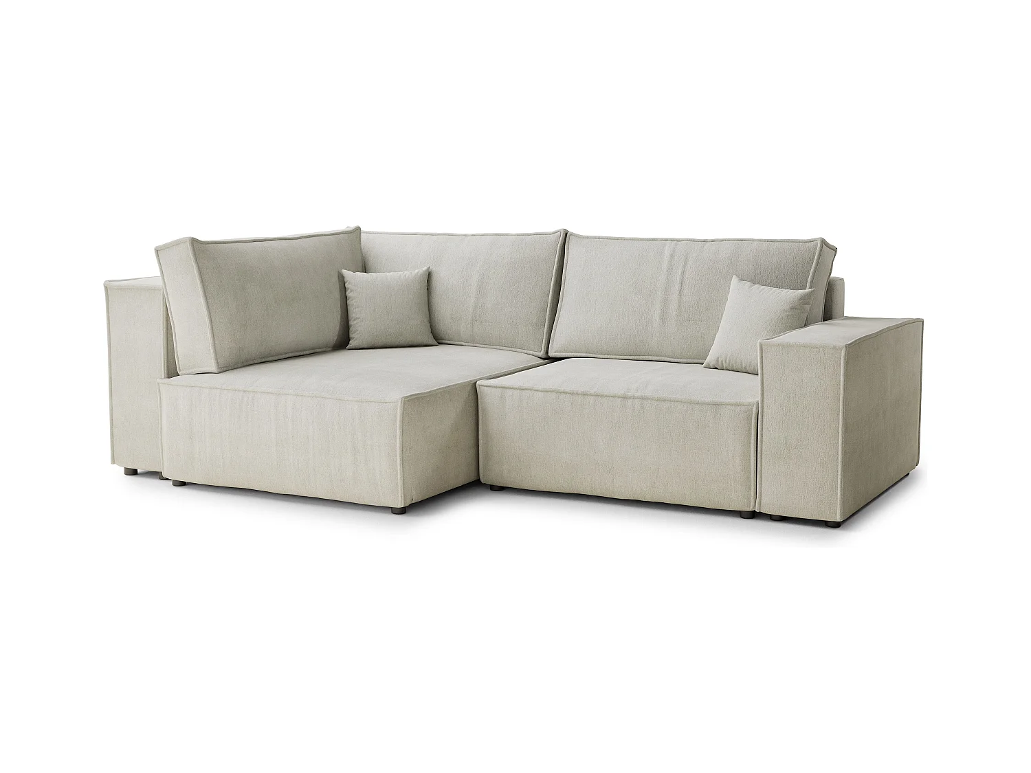 Canapé d'angle gauche avec fonction lit en tissu chenille creme TONGA