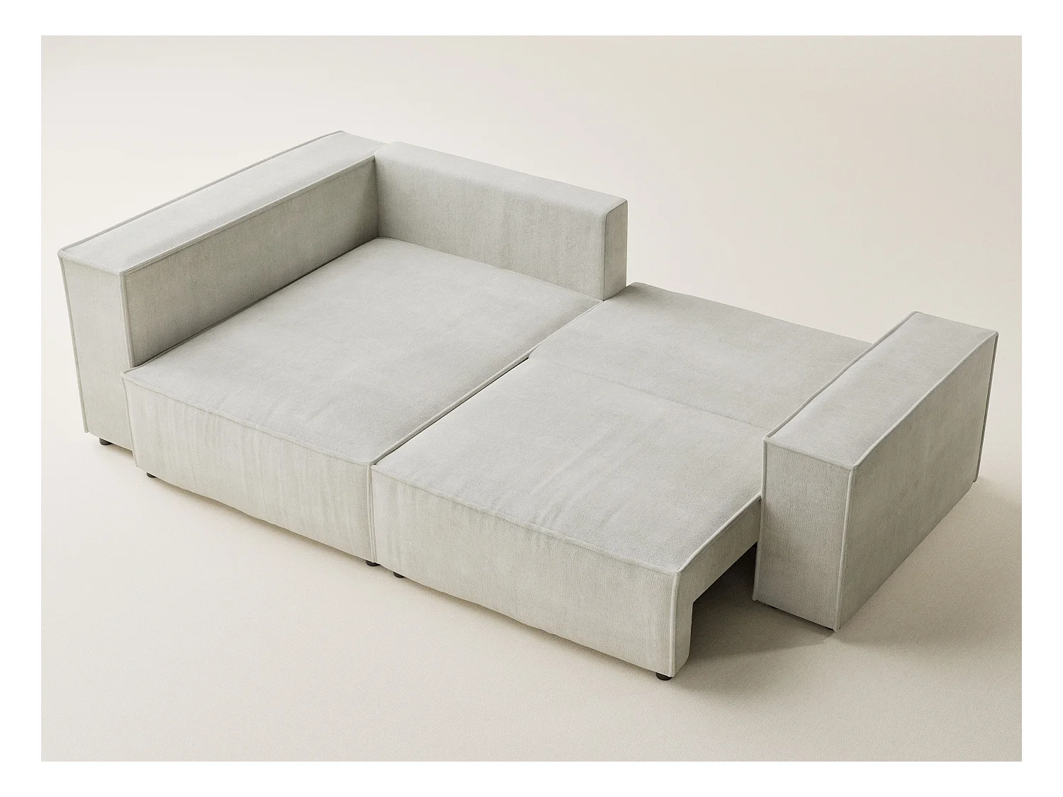 Canapé d'angle gauche avec fonction lit en tissu chenille creme TONGA