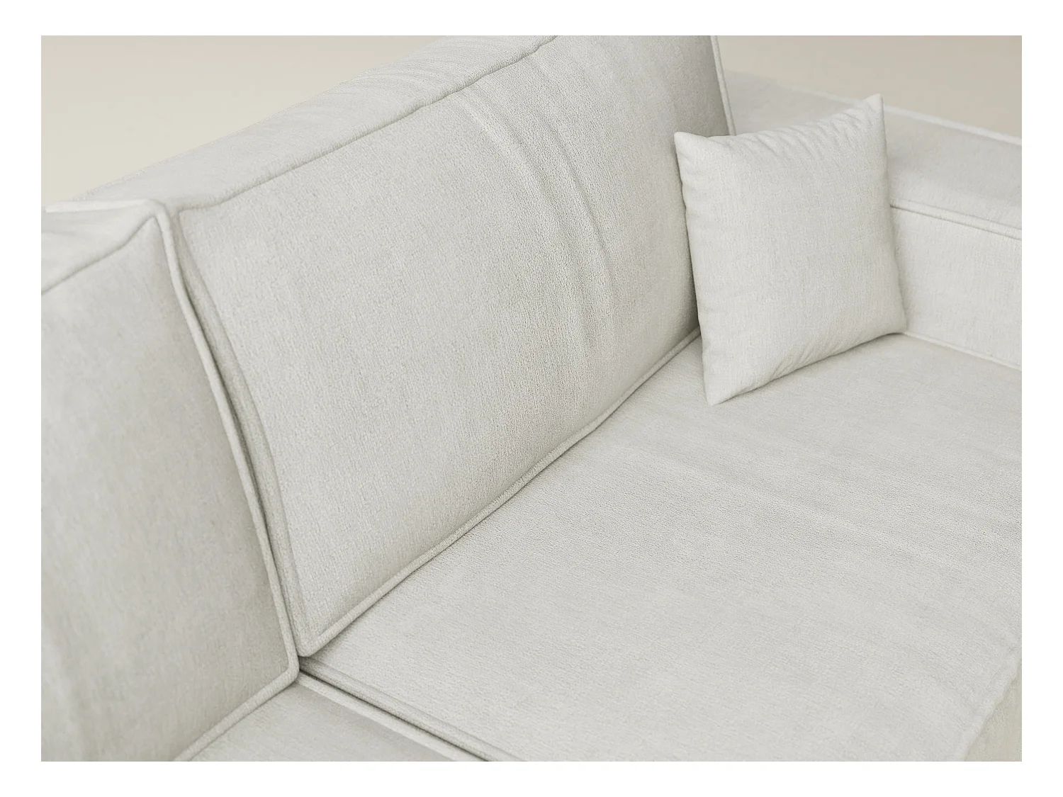 Canapé d'angle gauche avec fonction lit en tissu chenille creme TONGA