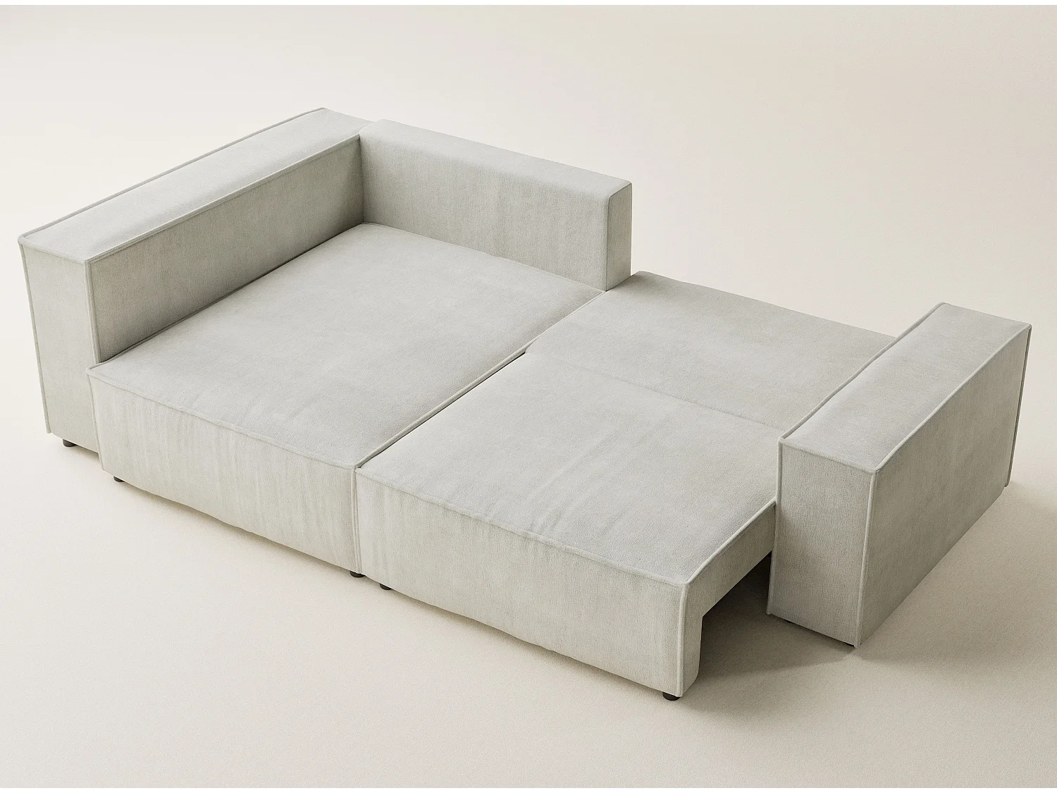 Canapé d'angle gauche avec fonction lit en tissu chenille creme TONGA