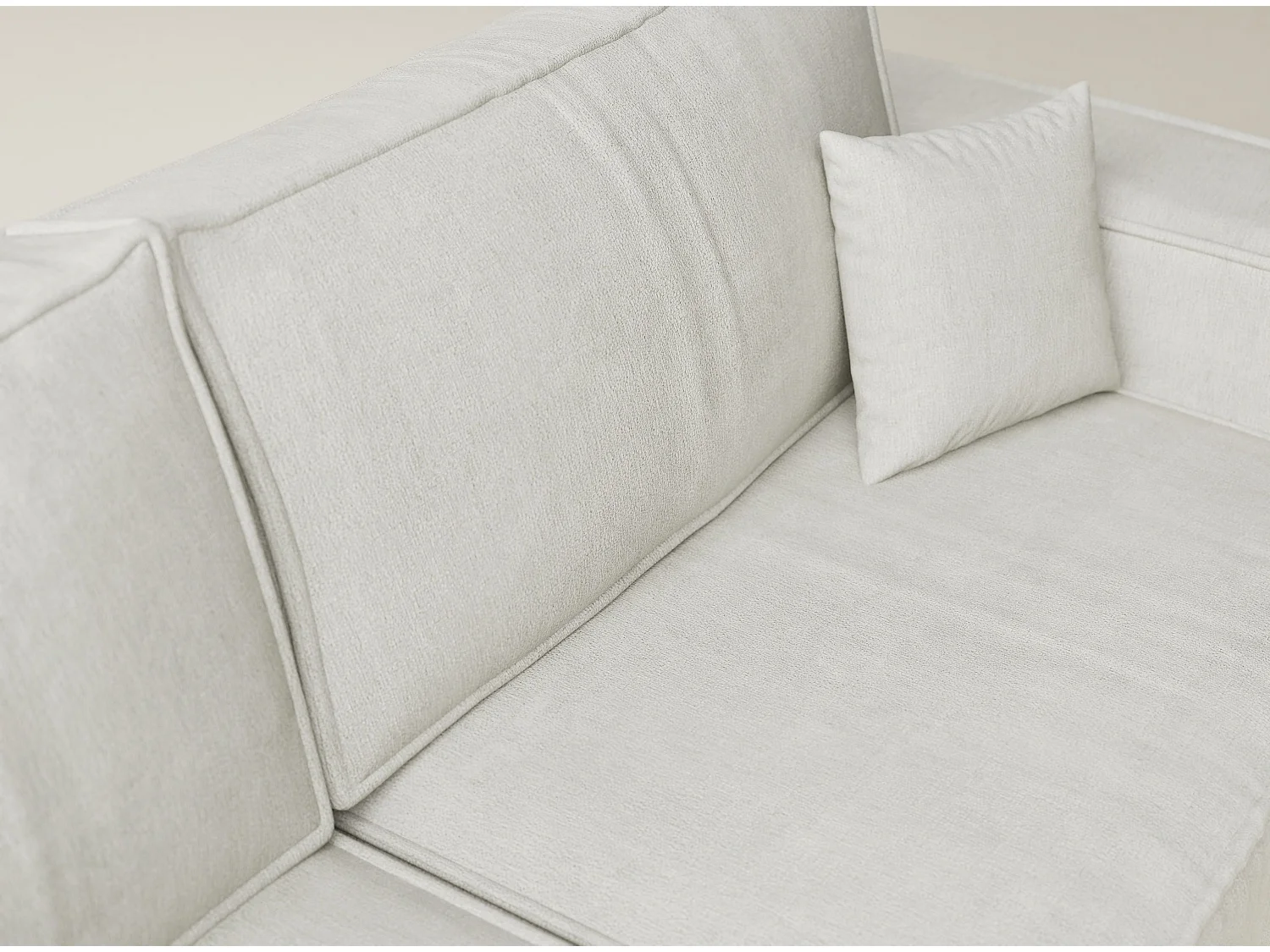 Canapé d'angle gauche avec fonction lit en tissu chenille creme TONGA