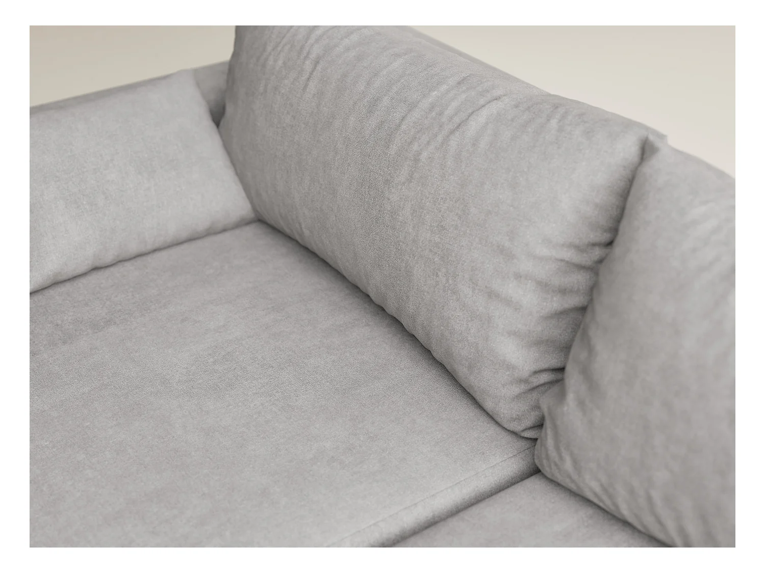 Canapé d'angle droit avec fonction lit en tissu chenille beige gris LEON