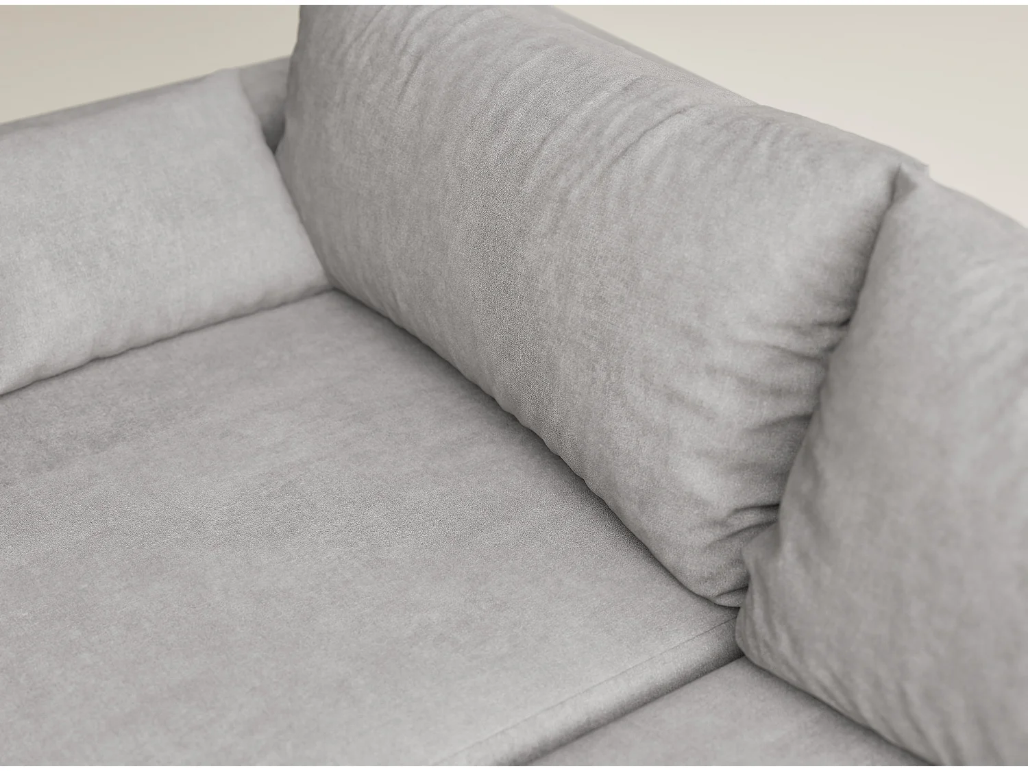 Canapé d'angle droit avec fonction lit en tissu chenille beige gris LEON