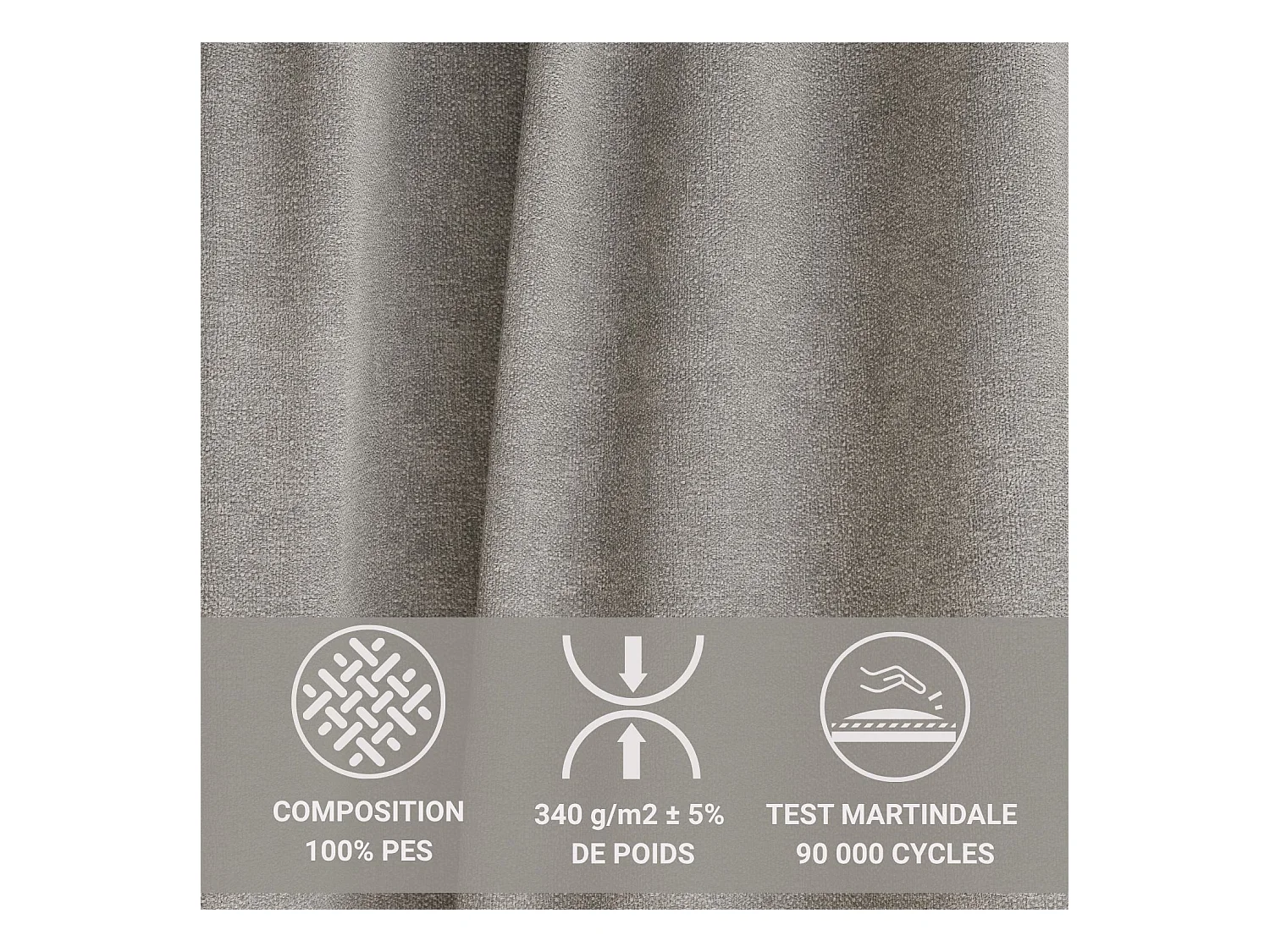 Canapé d'angle panoramique avec fonction lit en tissu chenille beige gris KYOTO