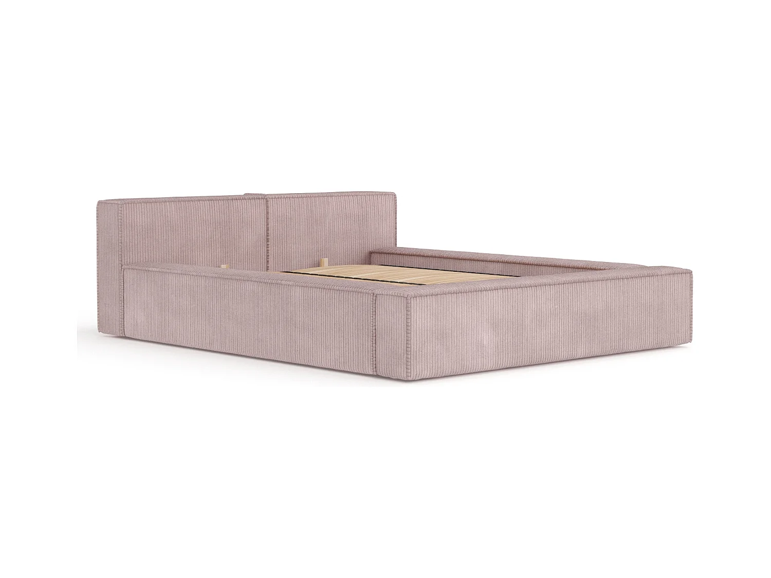 Lit coffre 200 x 200 cm avec tête de lit VOLIERA - en velours - violet