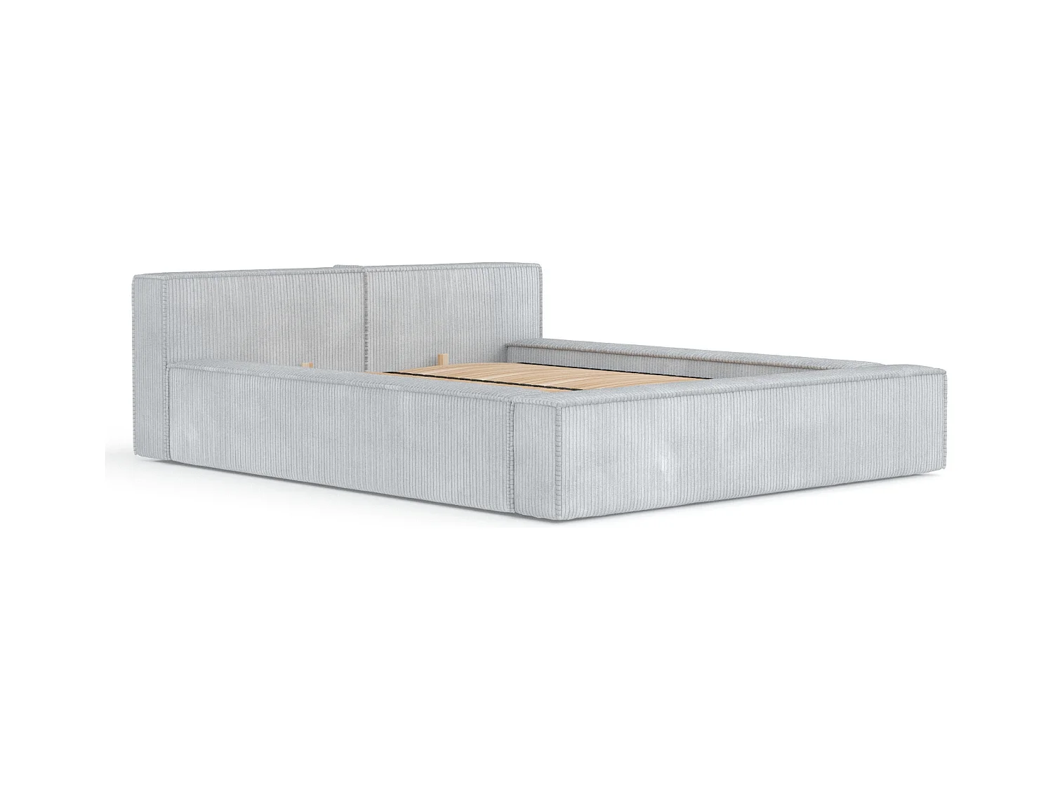 Lit coffre 160 x 200 cm avec tête de lit VOLIERA - en velours - gris clair