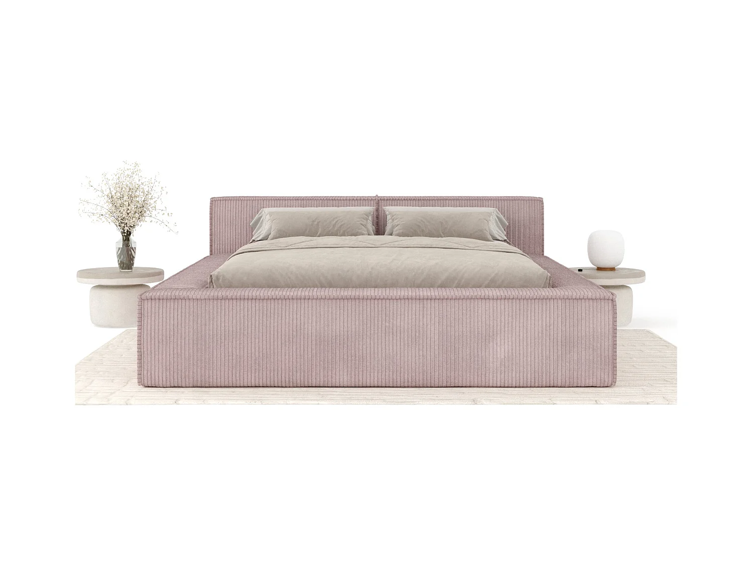 Lit coffre 160 x 200 cm avec tête de lit VOLIERA - en velours - violet