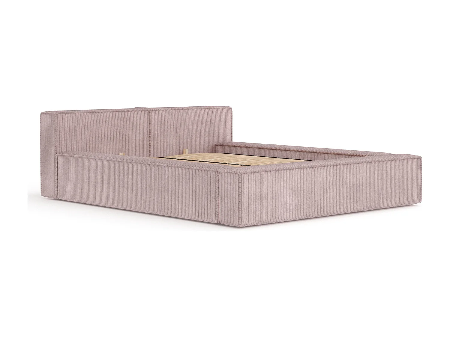 Lit coffre 180 x 200 cm avec tête de lit VOLIERA - en velours - violet