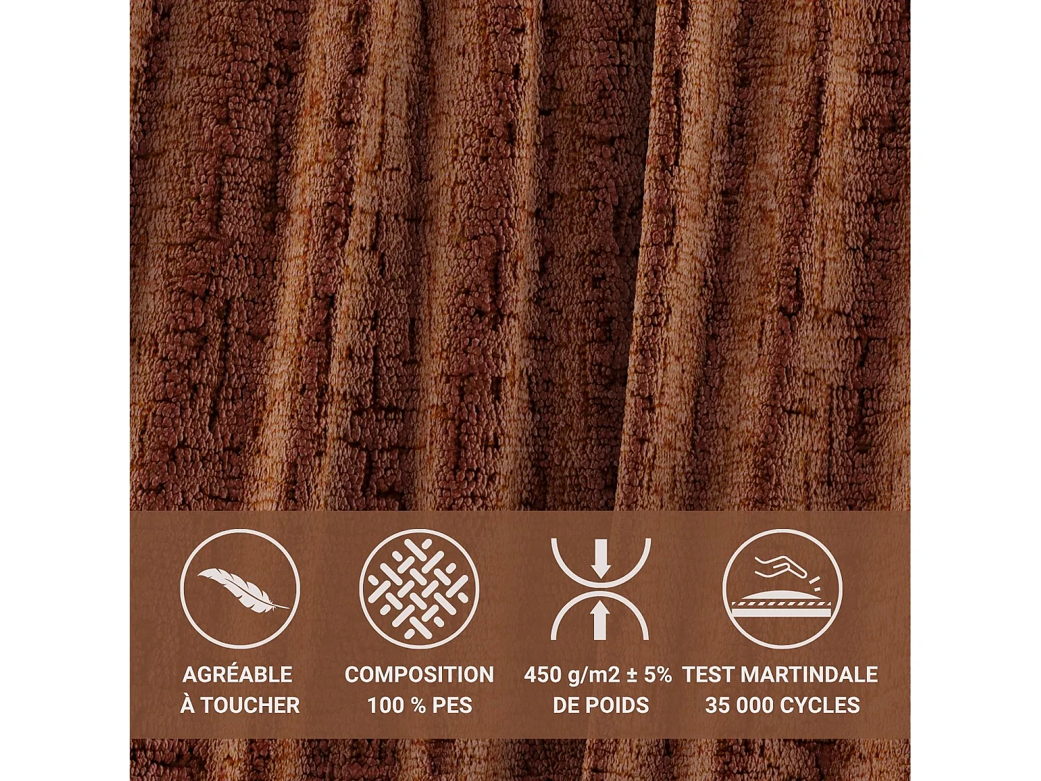 Lit coffre 180 x 200 cm avec tête de lit VOLIERA - en tissu chenille - miedziany