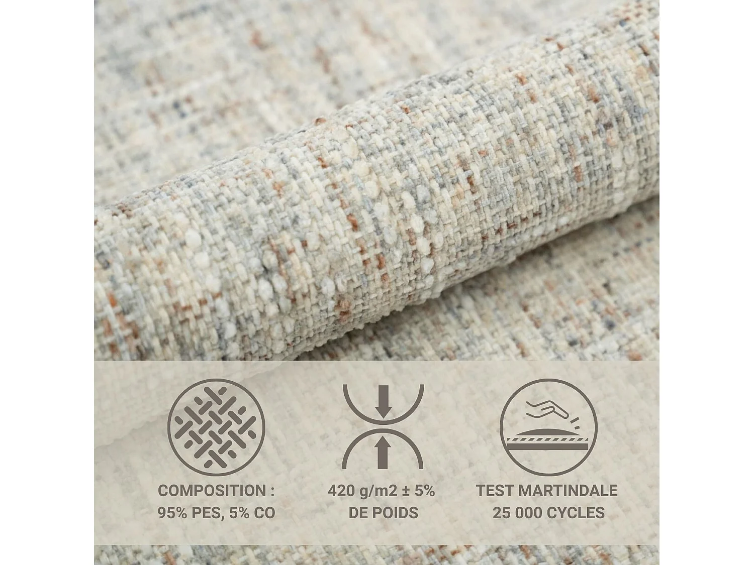 Lit coffre 200 x 200 cm avec tête de lit VOLIERA - en tissu tressé - beige