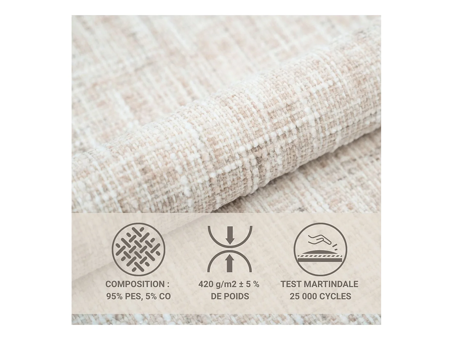 Lit coffre 160 x 200 cm avec tête de lit VOLIERA - en tissu tressé - creme