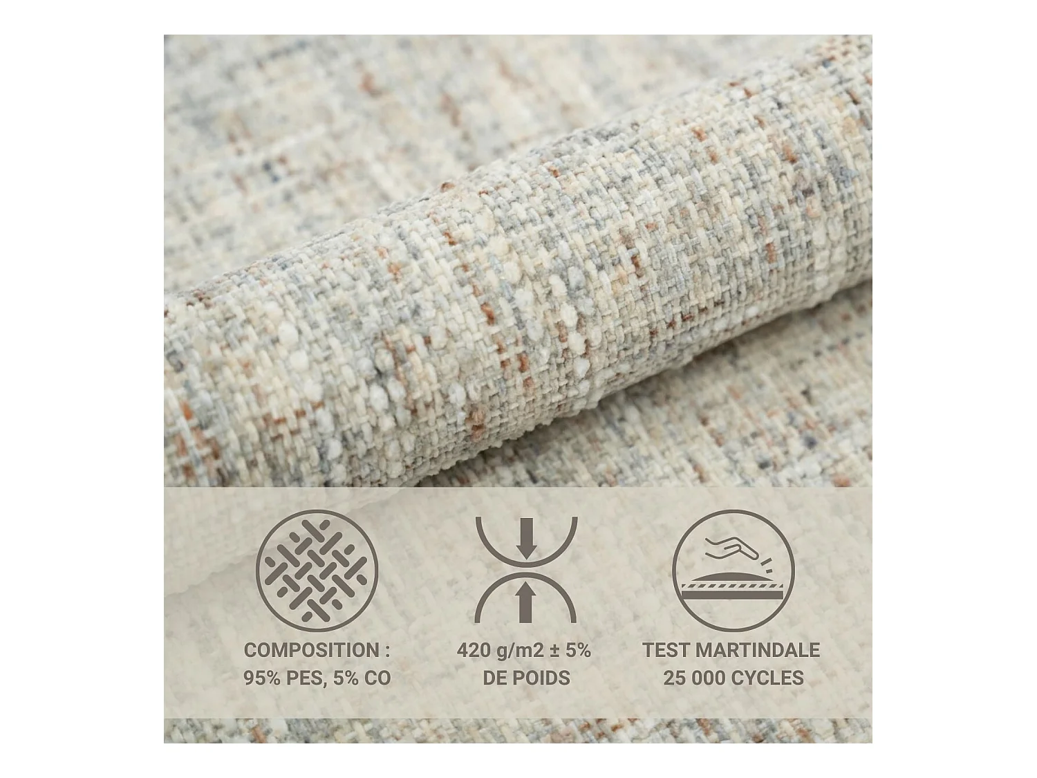 Lit coffre 140 x 200 cm avec tête de lit VOLIERA - en tissu tressé - beige