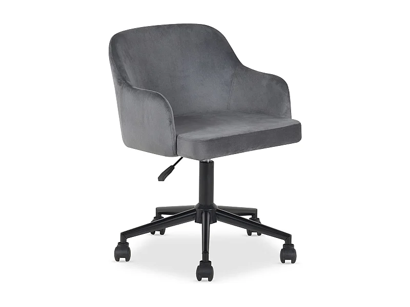 Chaise de bureau OLIVER Pivotante en Velours Gris Clair Réglable en Hauteur, Assise Rembourrée Confortable