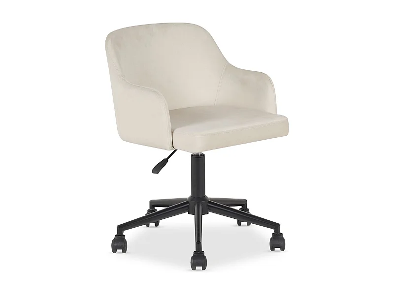 Chaise de bureau OLIVER Pivotante en Velours Beige Réglable en Hauteur, Assise Rembourrée Confortable