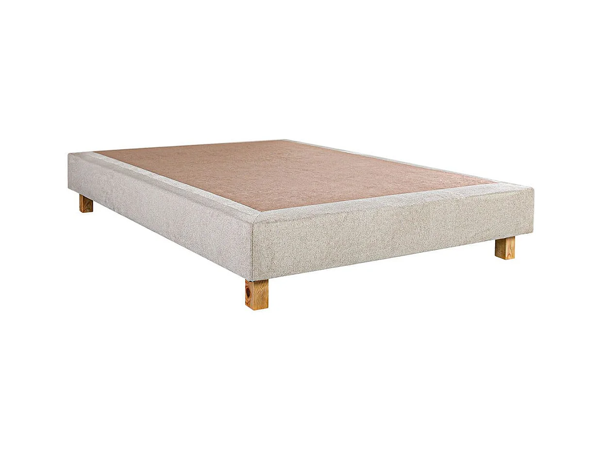 SELIAN - Pack Matelas + Sommier Tapissier Beige 160x200 cm + 2 Oreillers + 1 Couette