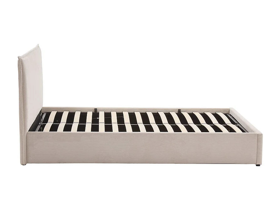 Cama - Lit coffre en velours côtelé 140x190cm - Beige