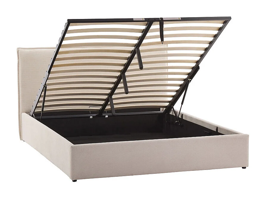 Cama - Lit coffre en velours côtelé 140x190cm - Beige
