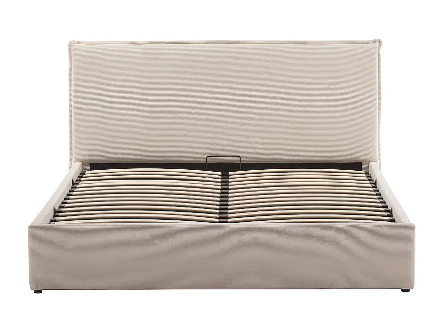 Cama - Lit coffre en velours côtelé 140x190cm - Beige