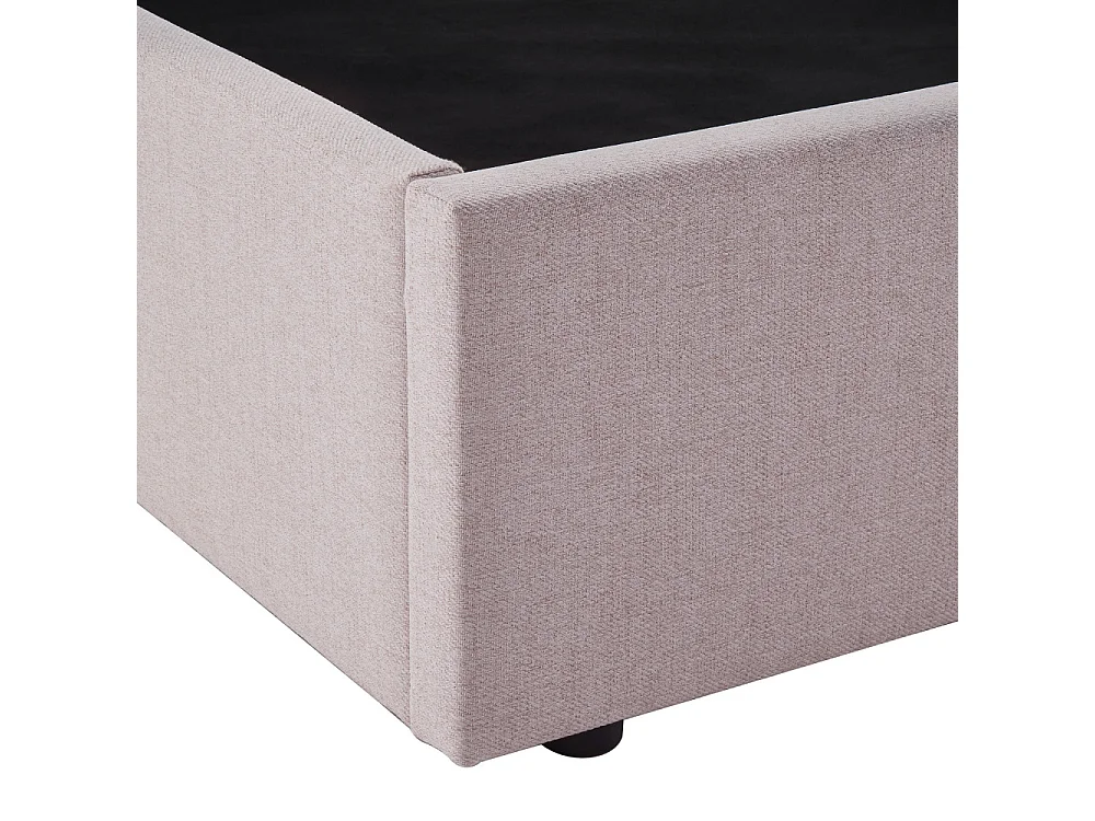 Nagoya - Lit coffre en tissu avec tête de lit ondulée 160x200cm - Beige