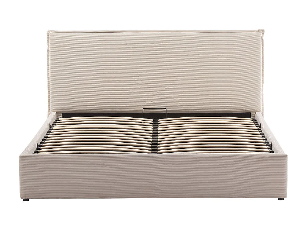 Cama - Lit coffre en velours côtelé 160x200cm - Beige