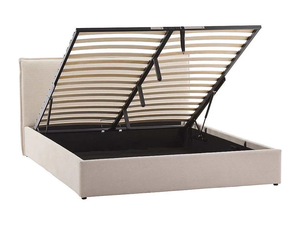 Cama - Lit coffre en velours côtelé 160x200cm - Beige