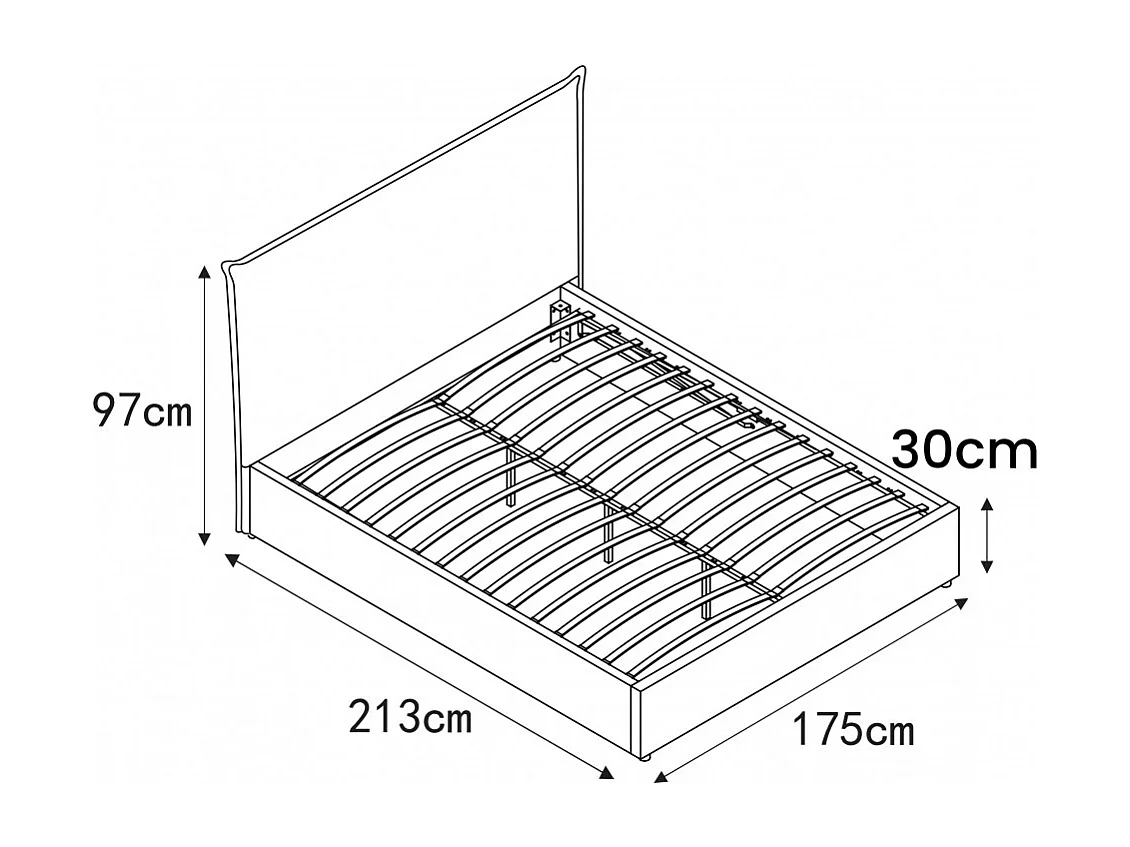 Cama - Lit coffre en velours côtelé 160x200cm - Beige