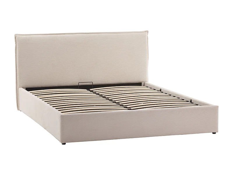 Cama - Lit coffre en velours côtelé 160x200cm - Beige